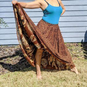 Vtg Revue Wild Animal Reversible Peasant Skirt 1X